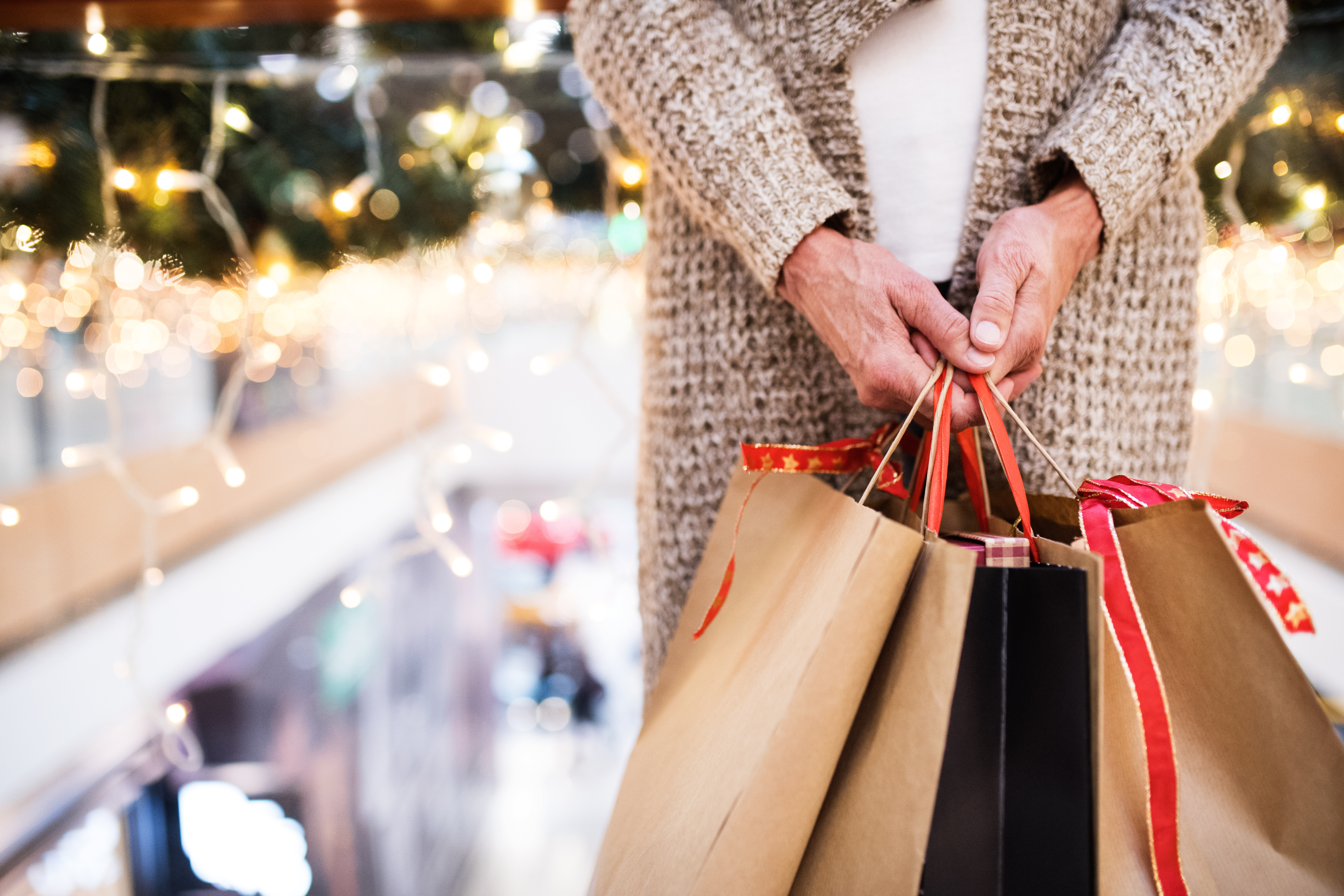 Woman Holding Holiday Shopping Bags